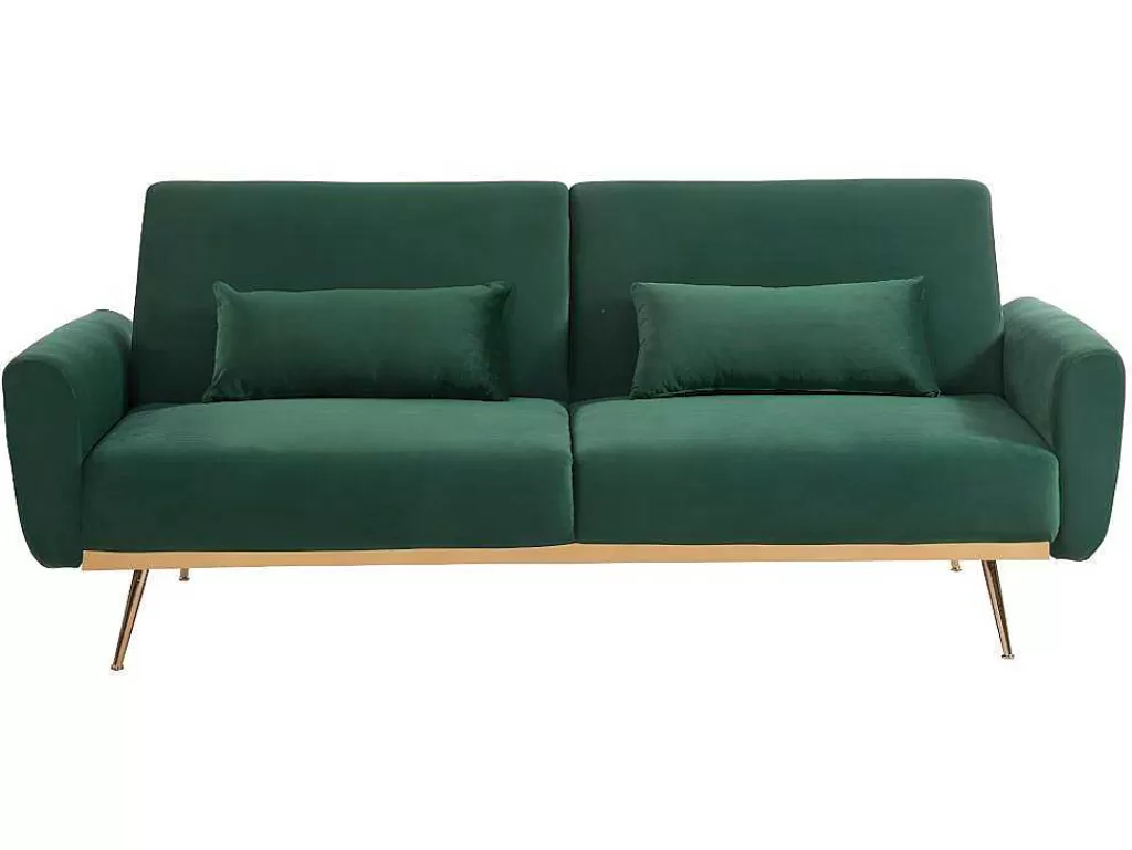 Sofá Cama Clic-Clac E Dobravel*Vente-unique Conjunto Sofá De 3 Lugares Convertivel Clic-Clac Verde-Abeto - Launei E Tapete Taupe - Dolce