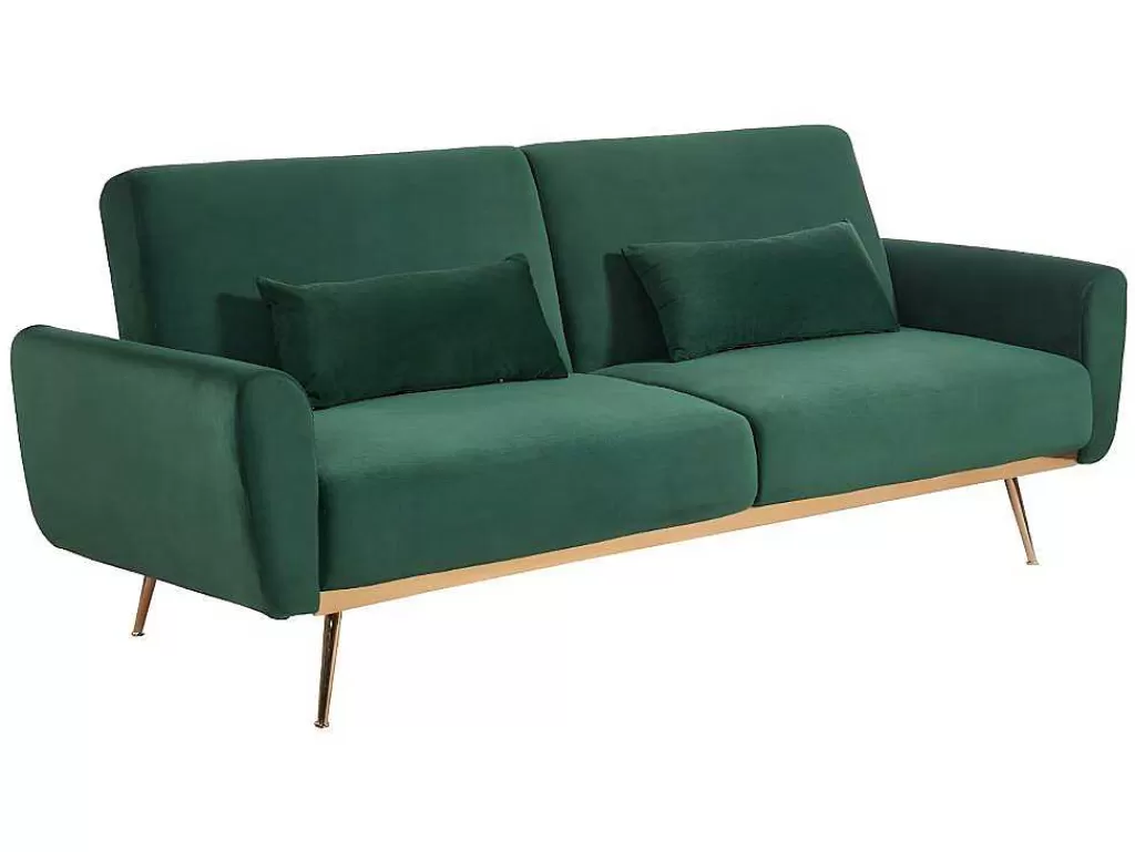 Sofá Cama Clic-Clac E Dobravel*Vente-unique Conjunto Sofá De 3 Lugares Convertivel Clic-Clac Verde-Abeto - Launei E Tapete Taupe - Dolce
