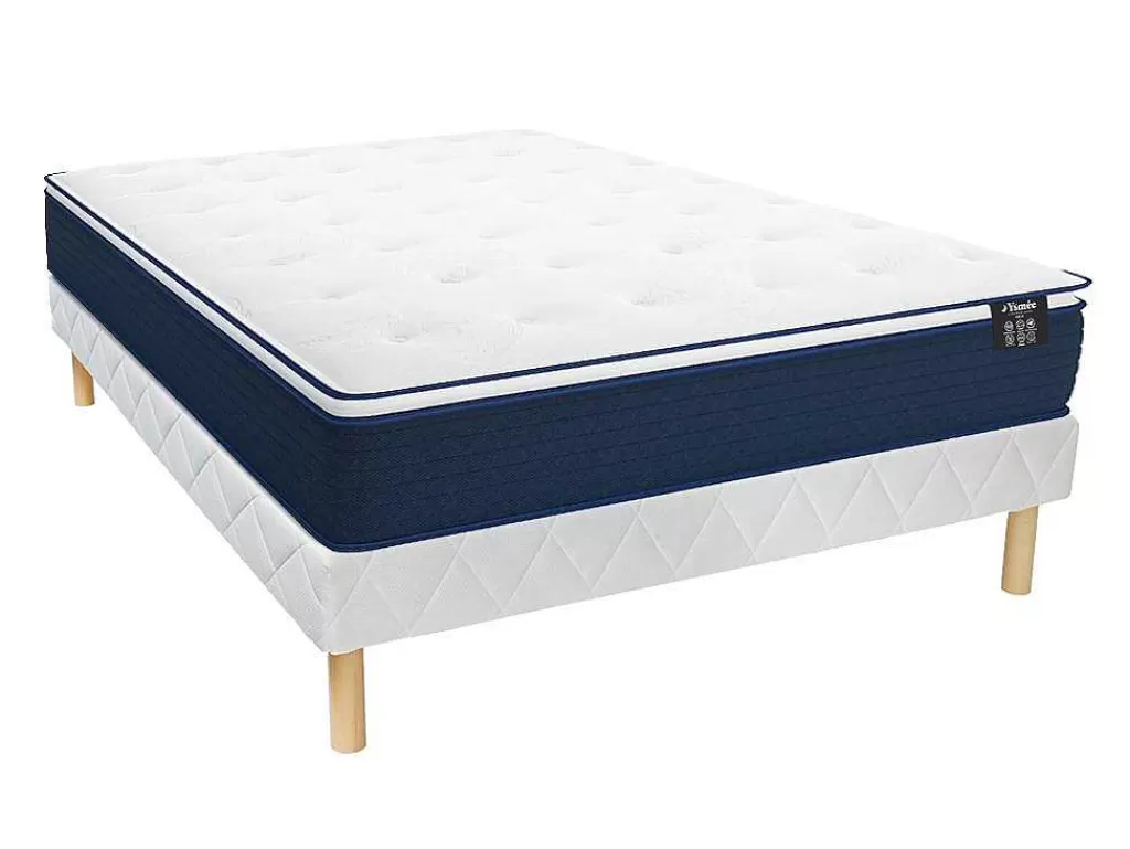 Conjunto Colchão E Sommier*Ysmée Conjunto Sommier + Colchão De Molas Ensacadas E Sobrecolchão Integrado 140X190 Cm - Altier Da Dreamea
