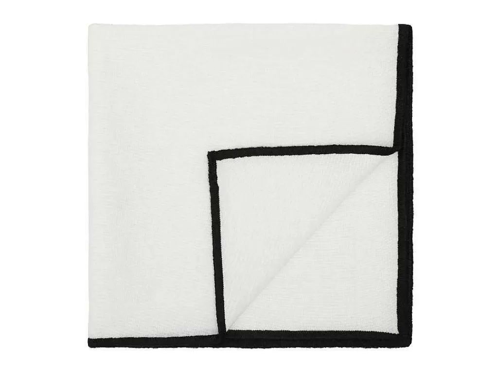 Têxteis De Mesa*OZAIA Conjunto Toalha + 4 Guardanapos De Mesa Em Linho E Algodao, Borda Preta, Branco, 170 X 170 Cm - Borina