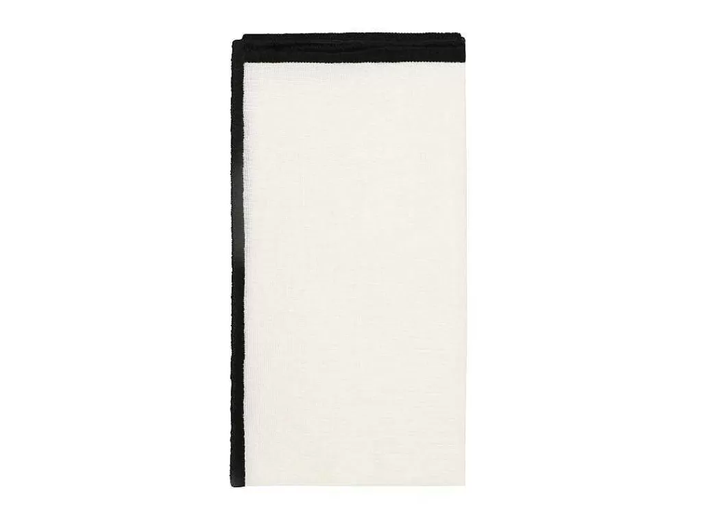 Têxteis De Mesa*OZAIA Conjunto Toalha + 4 Guardanapos De Mesa Em Linho E Algodao, Borda Preta, Branco, 170 X 170 Cm - Borina
