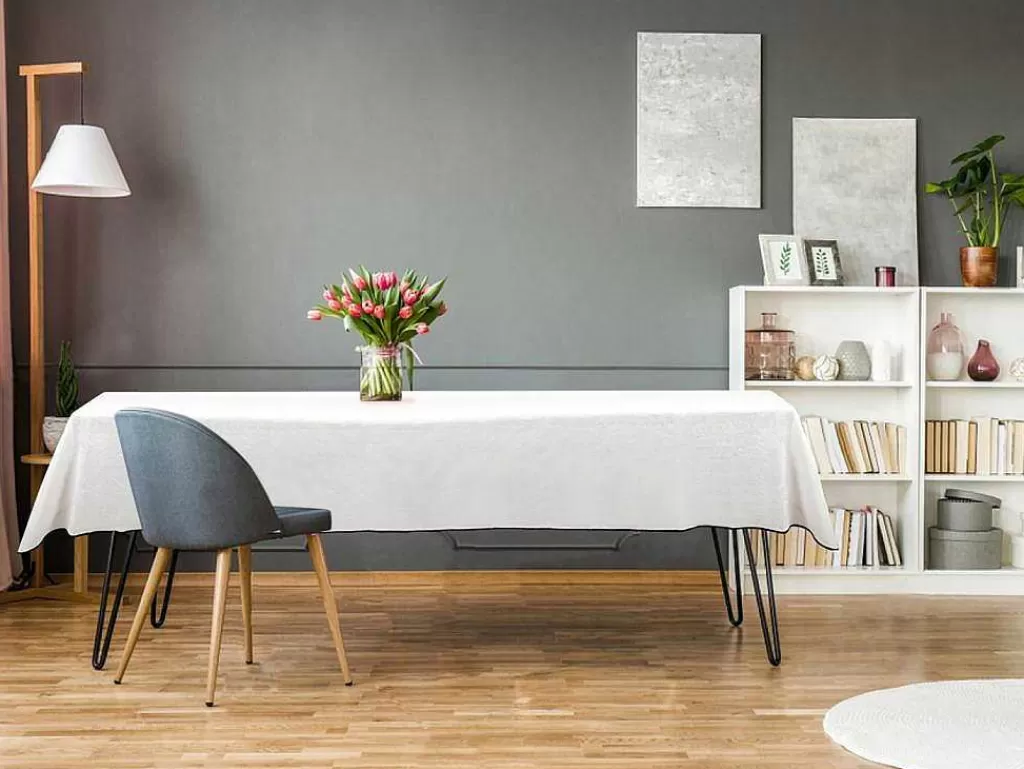 Têxteis De Mesa*OZAIA Conjunto Toalha + 4 Guardanapos De Mesa Em Linho E Algodao, Borda Preta, Branco, 170 X 170 Cm - Borina