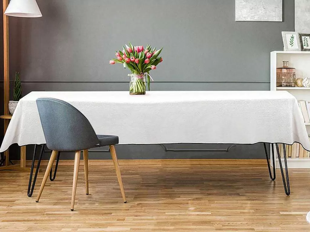 Têxteis De Mesa*OZAIA Conjunto Toalha + 4 Guardanapos De Mesa Em Linho E Algodao, Borda Preta, Branco, 170 X 170 Cm - Borina