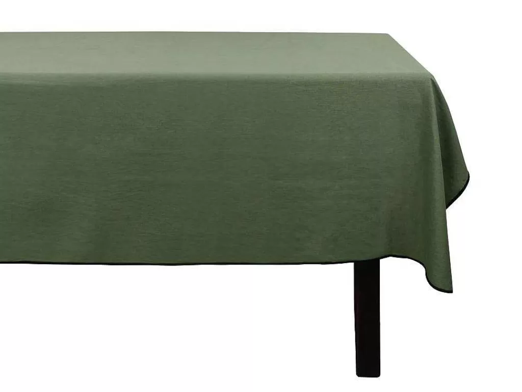 Têxteis De Mesa*OZAIA Conjunto Toalha + 4 Guardanapos De Mesa Em Linho E Algodao, Borda Preta, Caqui, 170 X 300 Cm - Borina
