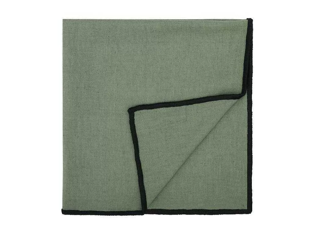 Têxteis De Mesa*OZAIA Conjunto Toalha + 4 Guardanapos De Mesa Em Linho E Algodao, Borda Preta, Caqui, 170 X 300 Cm - Borina