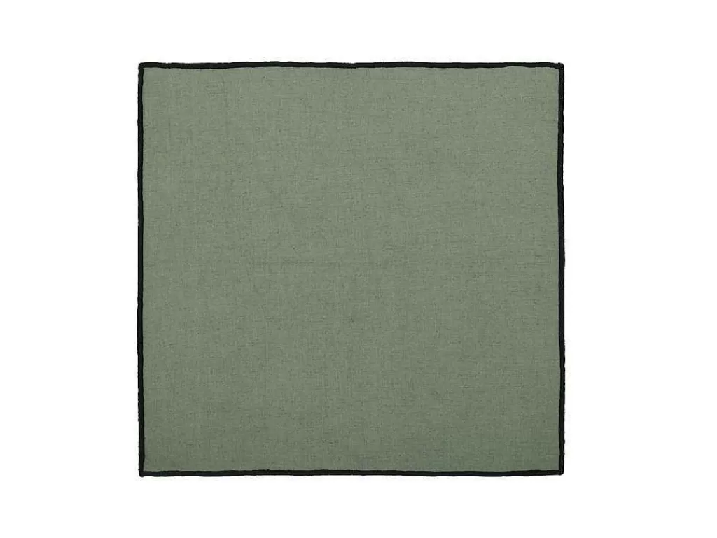 Têxteis De Mesa*OZAIA Conjunto Toalha + 4 Guardanapos De Mesa Em Linho E Algodao, Borda Preta, Caqui, 170 X 300 Cm - Borina