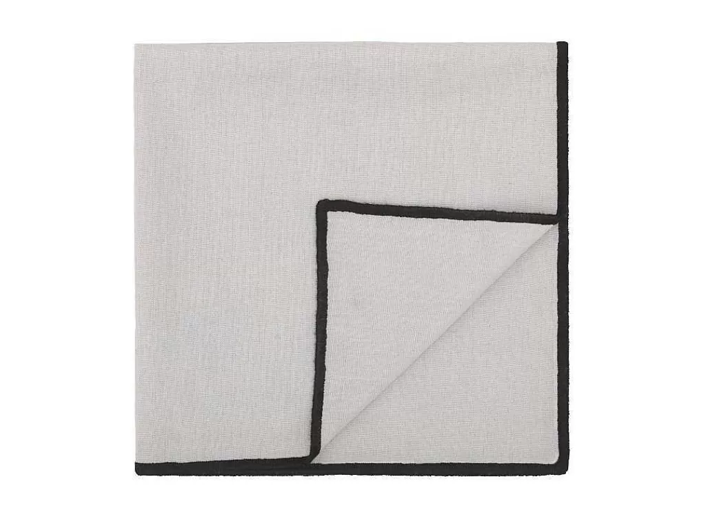 Têxteis De Mesa*OZAIA Conjunto Toalha + 4 Guardanapos De Mesa Em Linho E Algodao, Borda Preta, Taupe, 170 X 170 Cm - Borina
