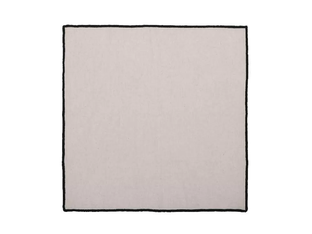 Têxteis De Mesa*OZAIA Conjunto Toalha + 4 Guardanapos De Mesa Em Linho E Algodao, Borda Preta, Taupe, 170 X 170 Cm - Borina