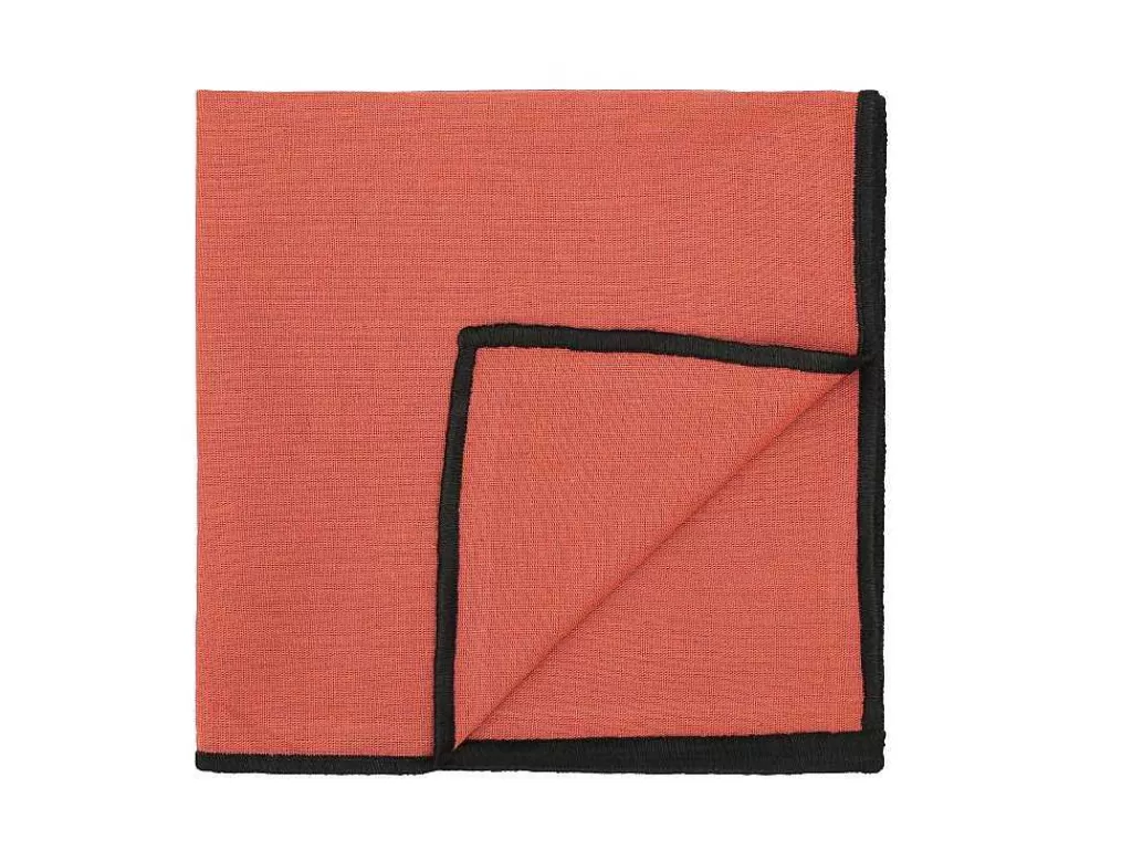 Têxteis De Mesa*OZAIA Conjunto Toalha + 4 Guardanapos De Mesa Em Linho E Algodao, Borda Preta, Terracota, 170 X 300 Cm - Borina