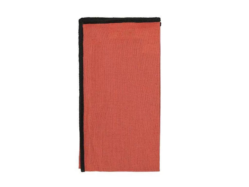 Têxteis De Mesa*OZAIA Conjunto Toalha + 4 Guardanapos De Mesa Em Linho E Algodao, Borda Preta, Terracota, 170 X 300 Cm - Borina
