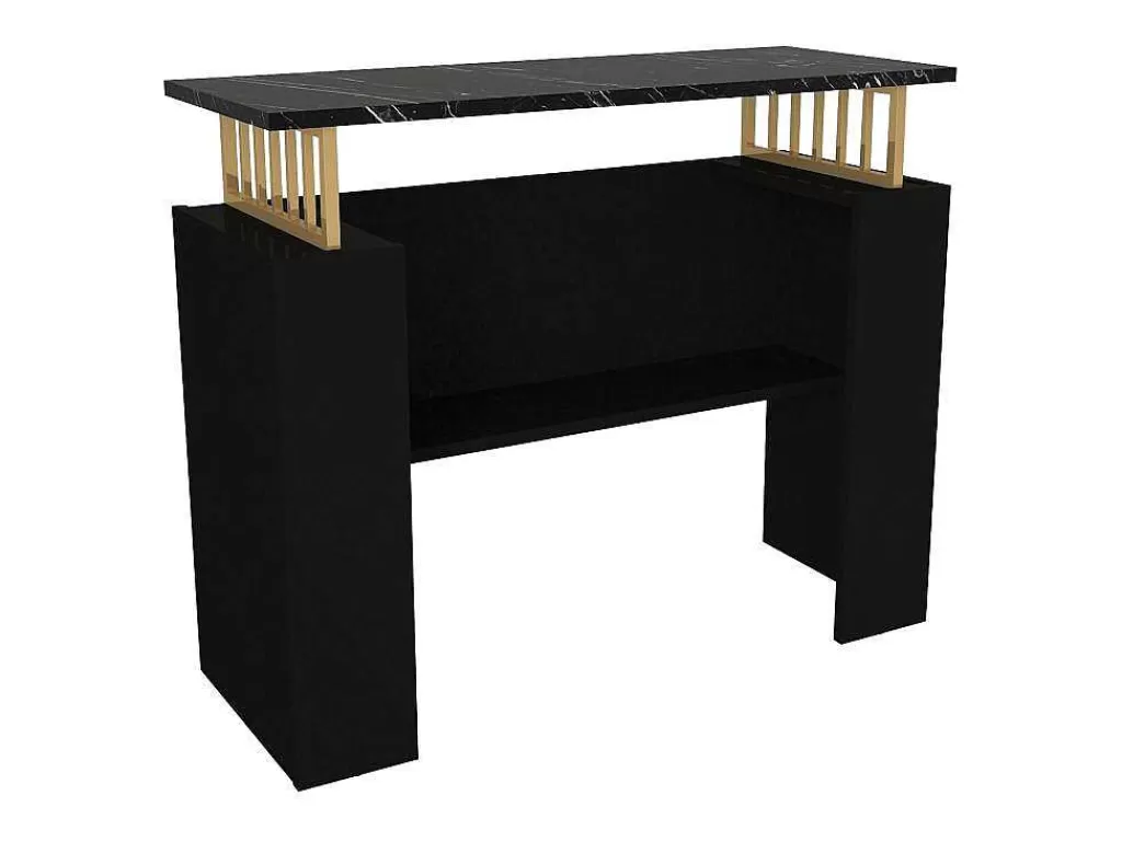 Consola*Vente-unique Consola Com 1 Prateleira Efeito Marmore Preto E Dourado - Liriona