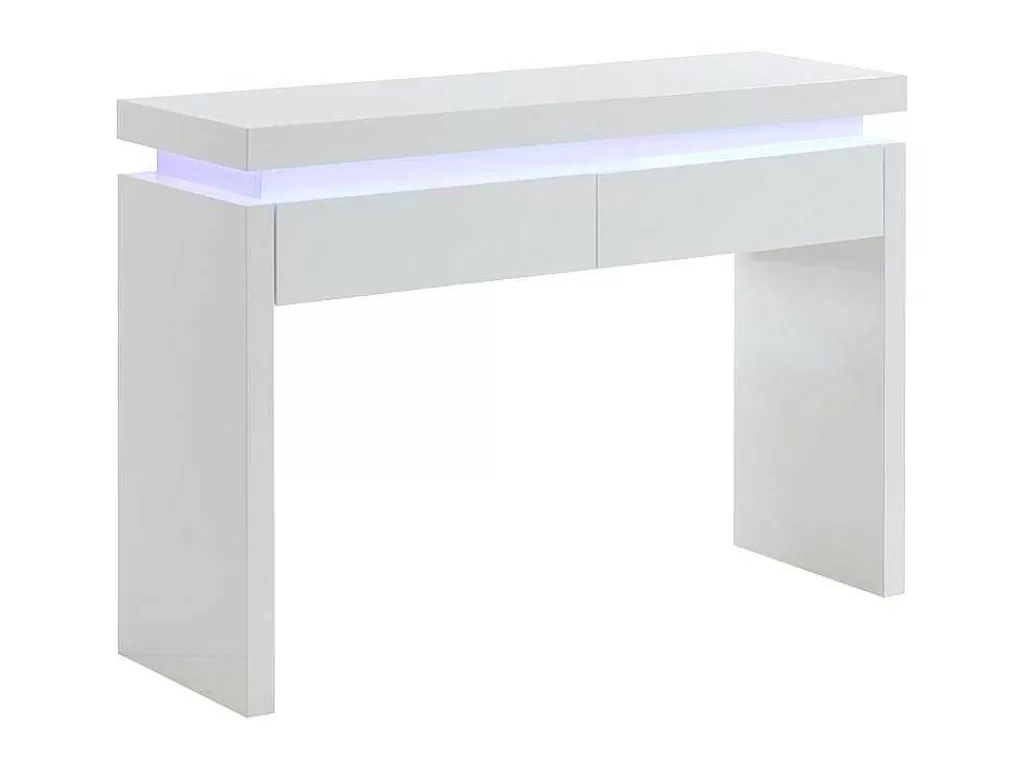 Consola*Vente-unique Consola Com 2 Gavetas - Leds - Mdf Lacado A Branco - Emerson