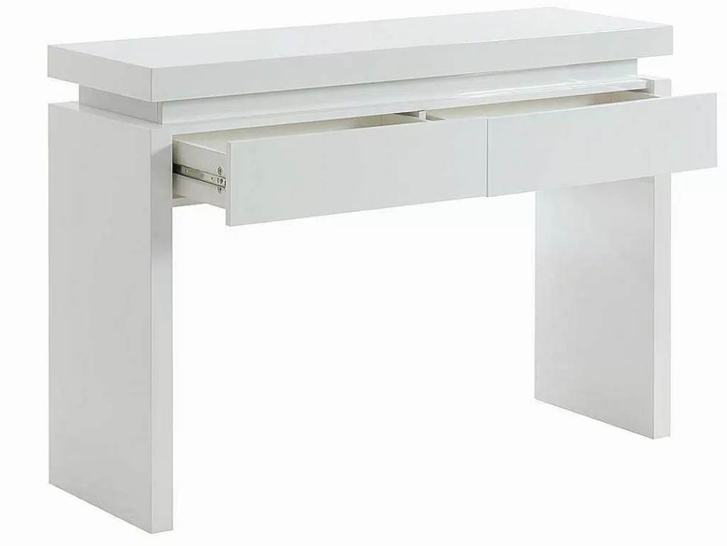 Consola*Vente-unique Consola Com 2 Gavetas - Leds - Mdf Lacado A Branco - Emerson
