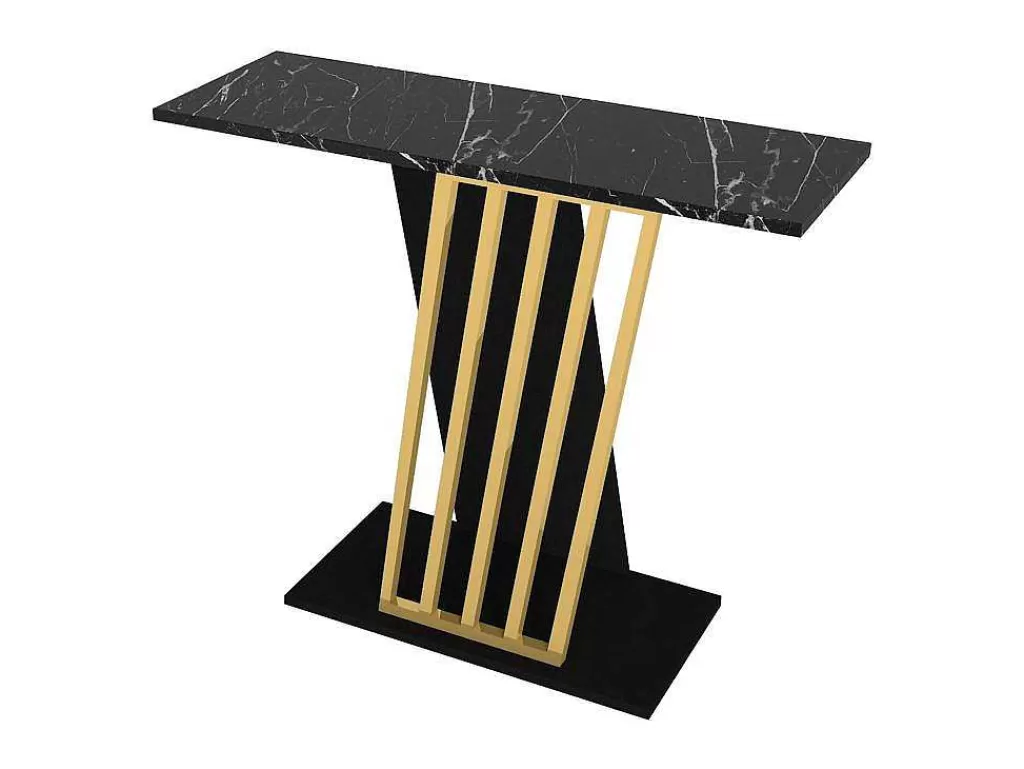 Consola*Vente-unique Consola Efeito Marmore Preto E Dourado - Orsona