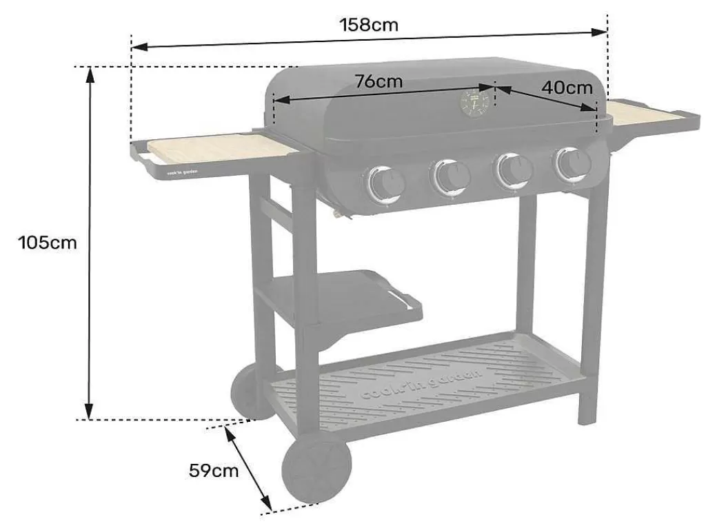 Barbecue, Braseiro De Jardim, Plancha*Cook'in Garden - Churrasqueira A Gas Flavo 70 Em Carrinho