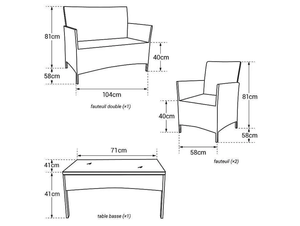Conjunto Relax De Jardim*Happy Garden Cordoue Mobiliário De Jardim Conjunto Em Resina Tecida Preta 4 Lugares - Almofadas Cinzentas