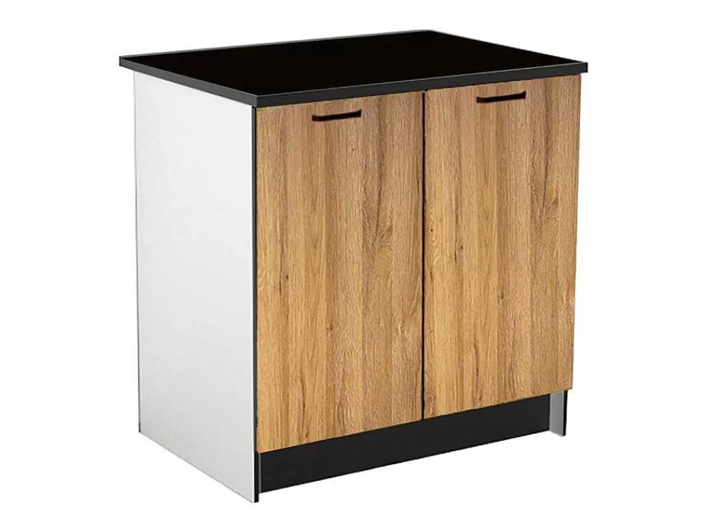 Móvel De Cozinha*Vente-unique Cozinha Completa Com Bancada De Trabalho 180 Cm Natural E Preto - Trattoria