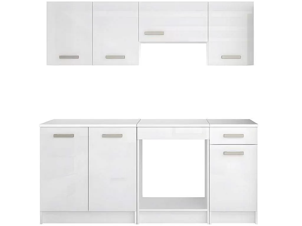 Móvel De Cozinha*Vente-unique Cozinha Completa De 180 Cm Com 6 Compartimentos De Arrumação Cor Branco - Trattoria