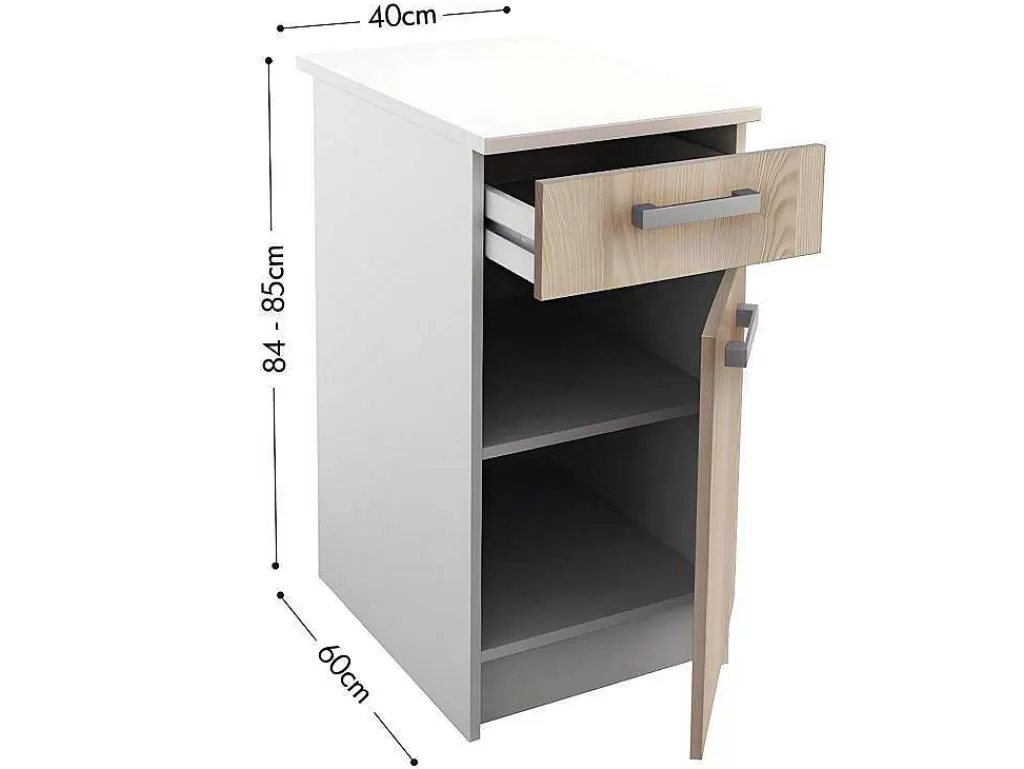 Móvel De Cozinha*Vente-unique Cozinha Completa De 180 Cm Com 6 Compartimentos De Arrumação Cor Carvalho E Branco - Trattoria