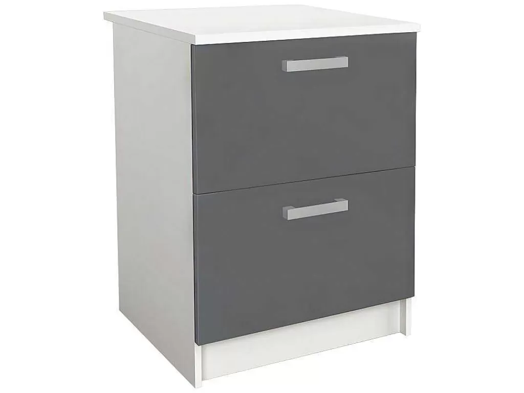 Promoções Sala*Vente-unique Cozinha Completa De 240 Cm Com 8 Compartimentos De Arrumação Cor Cinza E Branco - Trattoria