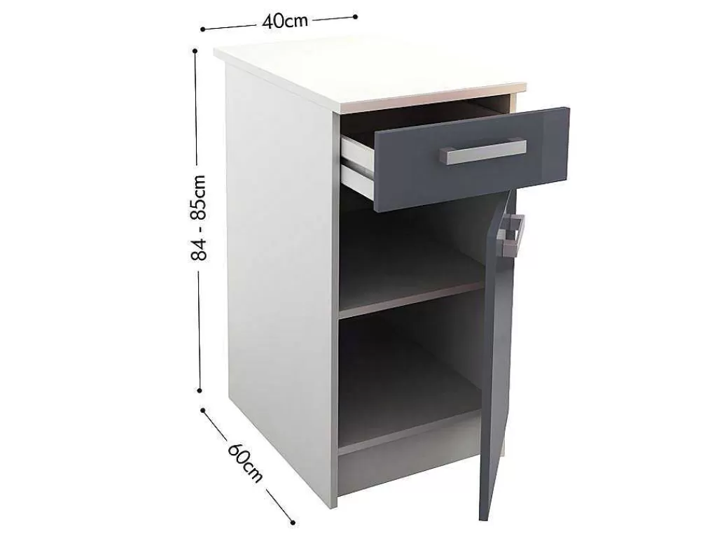 Promoções Sala*Vente-unique Cozinha Completa De 240 Cm Com 8 Compartimentos De Arrumação Cor Cinza E Branco - Trattoria
