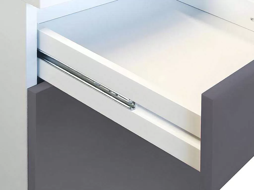 Promoções Sala*Vente-unique Cozinha Completa De 240 Cm Com 8 Compartimentos De Arrumação Cor Cinza E Branco - Trattoria