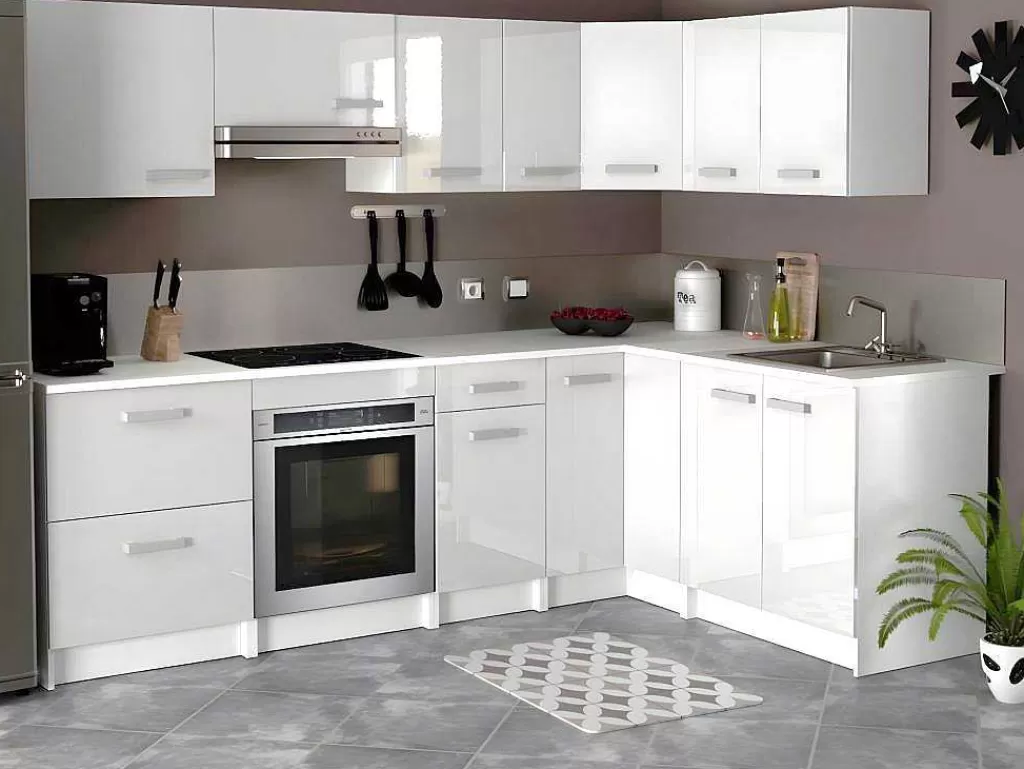 Móvel De Cozinha*Vente-unique Cozinha Completa De Canto 11 Elementos De Arrumação Branco - Trattoria