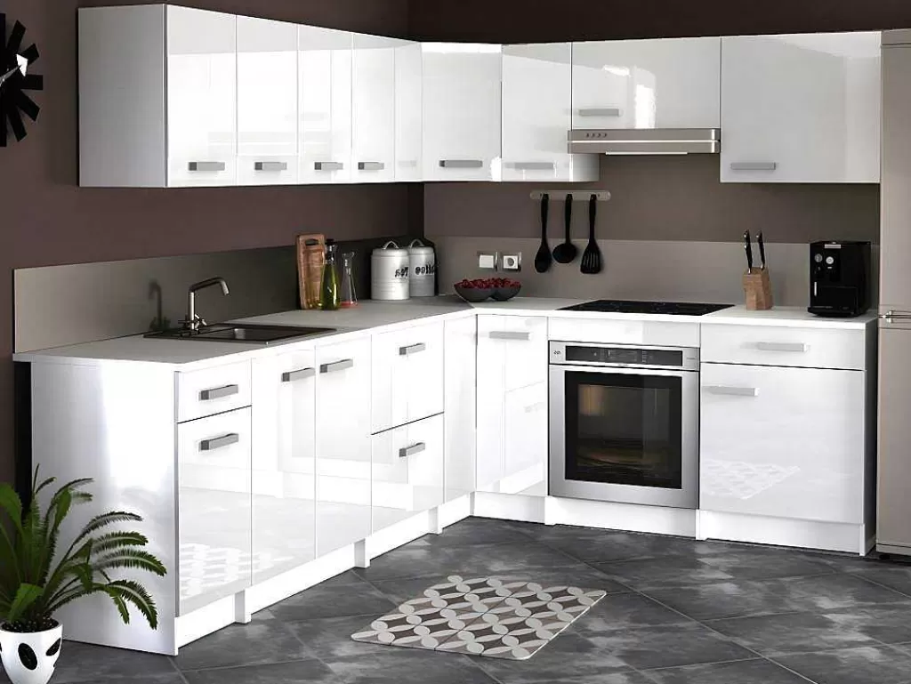 Móvel De Cozinha*Vente-unique Cozinha Completa De Canto, 13 Elementos De Arrumação, Branco - Trattoria