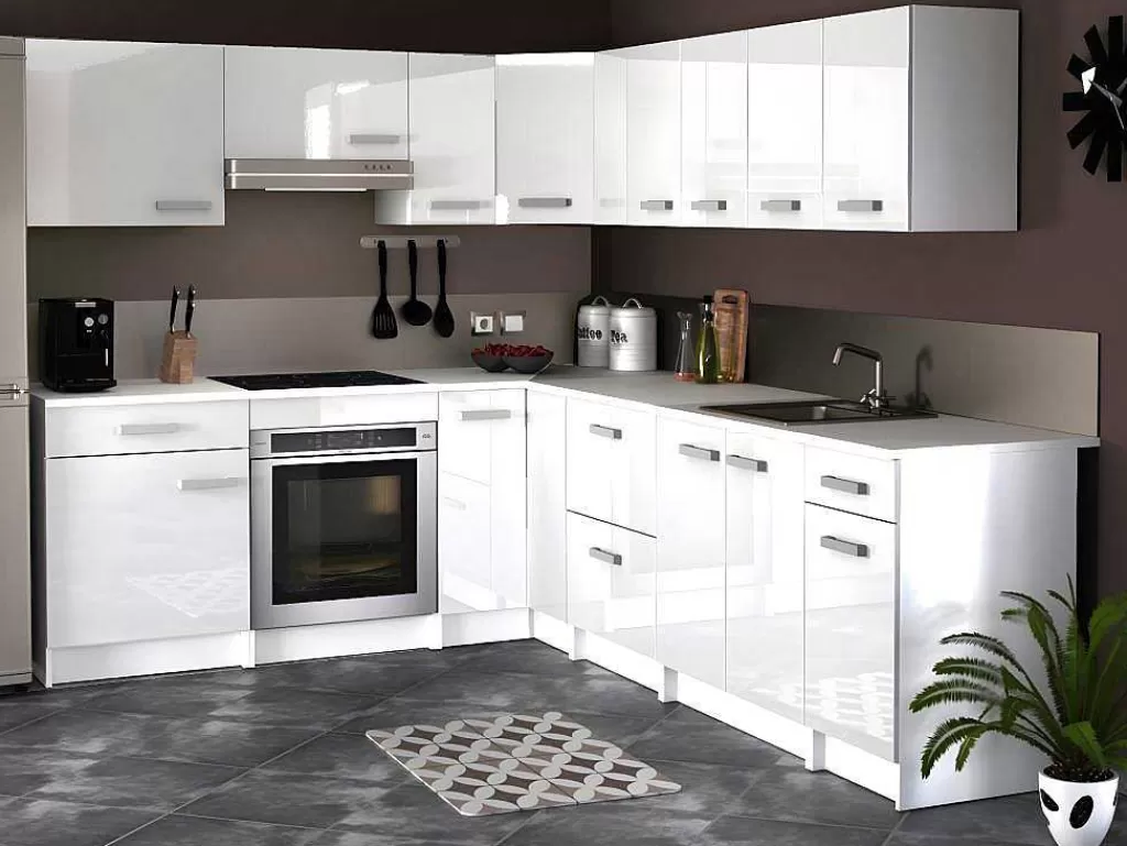 Móvel De Cozinha*Vente-unique Cozinha Completa De Canto, 13 Elementos De Arrumação, Branco - Trattoria