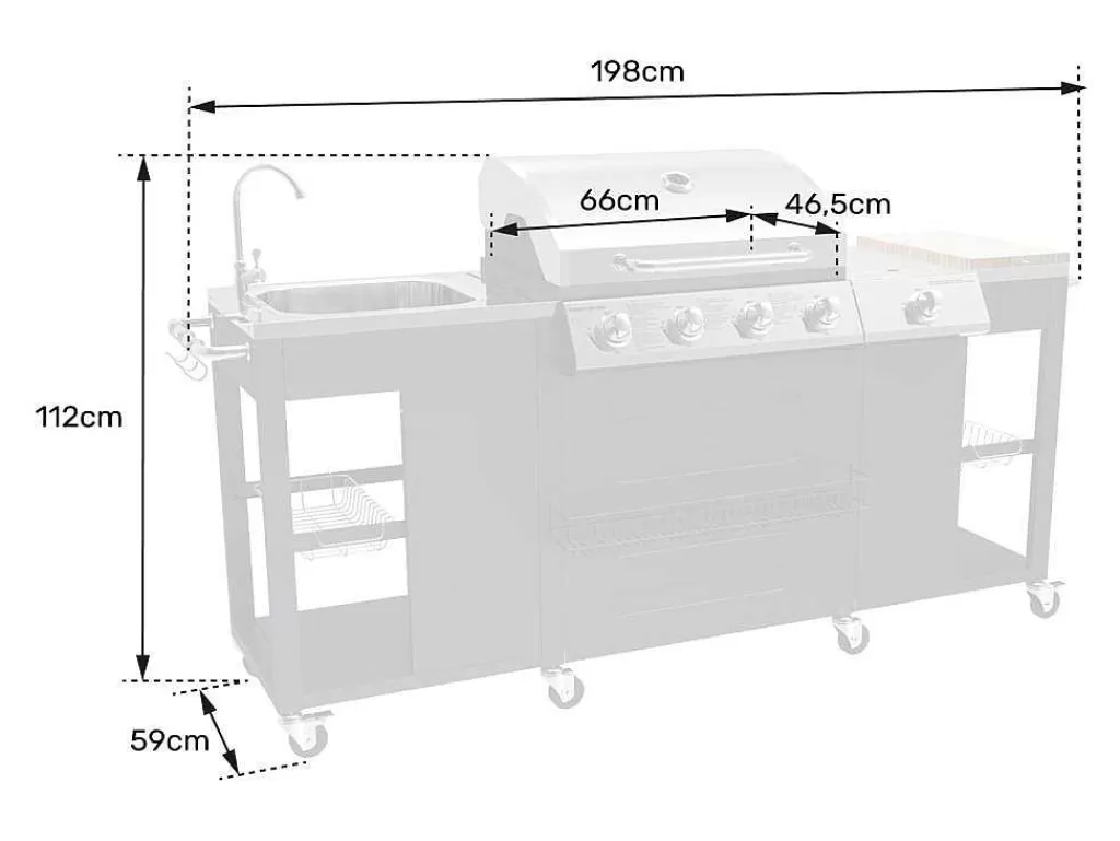 Barbecue, Braseiro De Jardim, Plancha*Happy Garden Cozinha Exterior Texas - 4+1 Queimadores