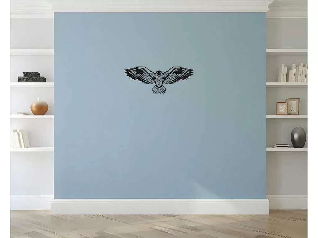 Placa De Parede Decorativa*EPIKASA Decoração Metalica Aguia, Preto, 100X0,2X44 Cm,