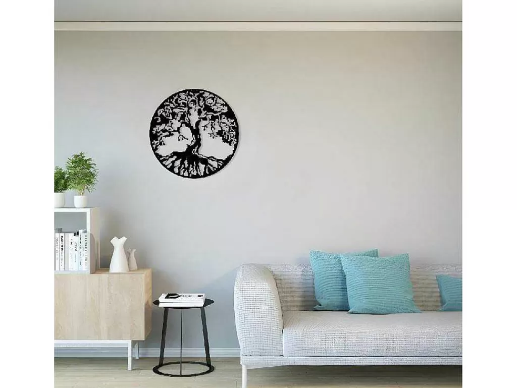 Placa De Parede Decorativa*EPIKASA Decoração Metalica Arvore 32, Preto, 60X1,5X60 Cm,