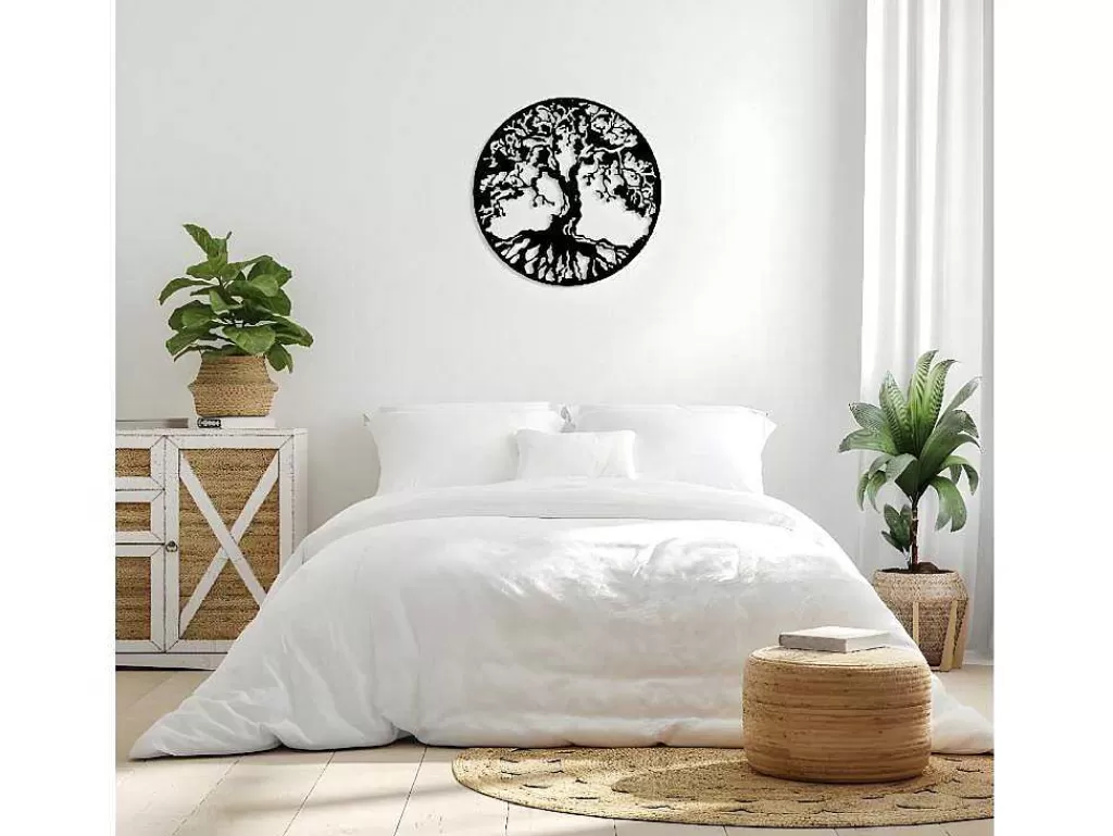 Placa De Parede Decorativa*EPIKASA Decoração Metalica Arvore 32, Preto, 60X1,5X60 Cm,