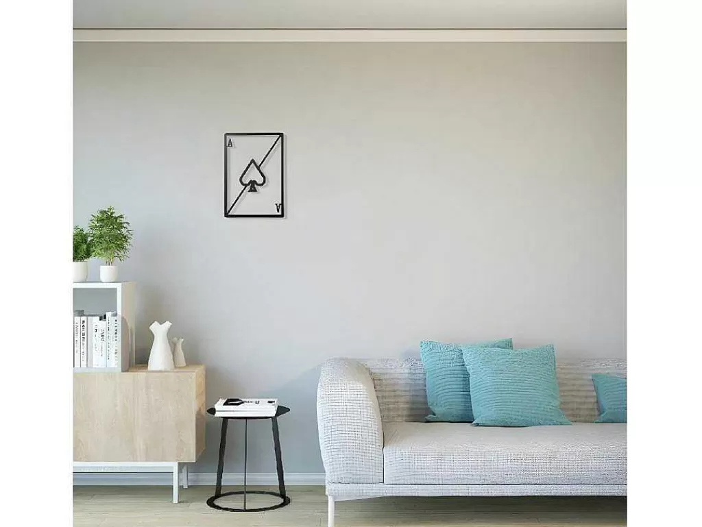 Placa De Parede Decorativa*EPIKASA Decoração Metalica As De Espadas, Preto, 32X1,5X48 Cm,