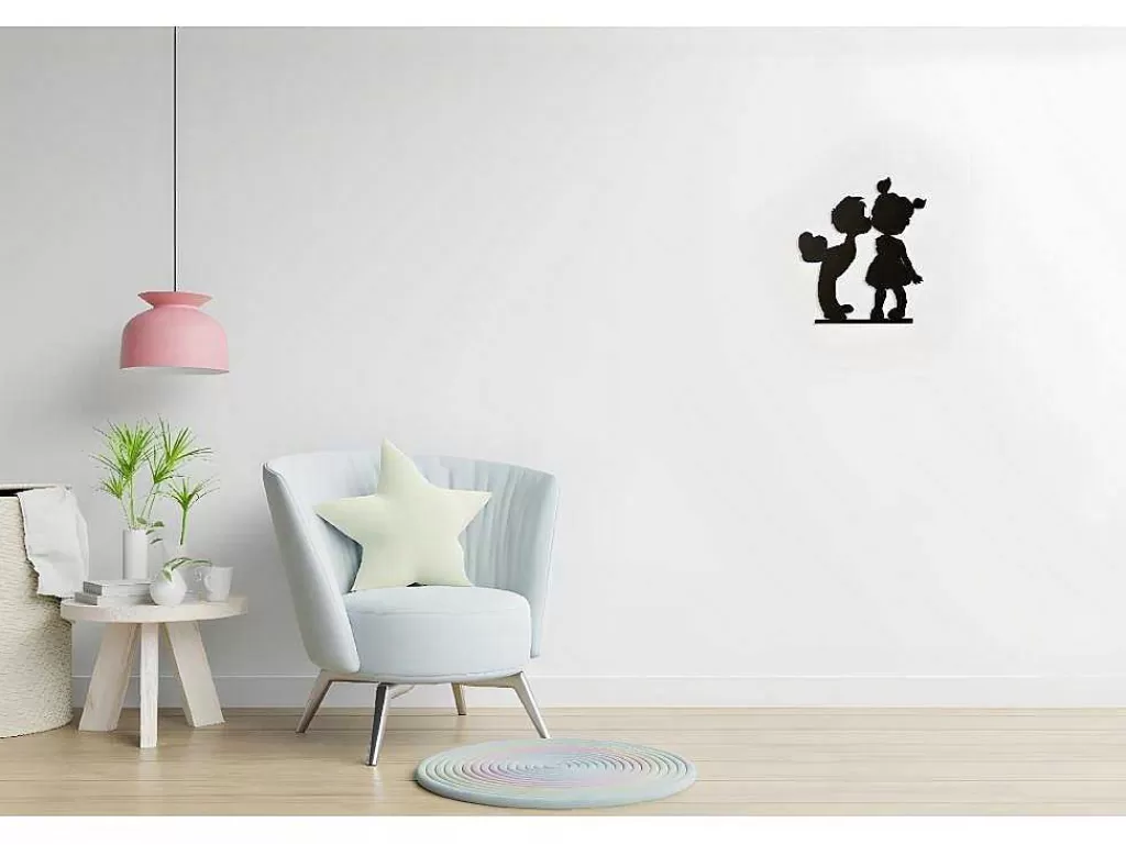 Placa De Parede Decorativa*EPIKASA Decoração Metalica Beijo 1, Preto, 45X1,5X51 Cm,