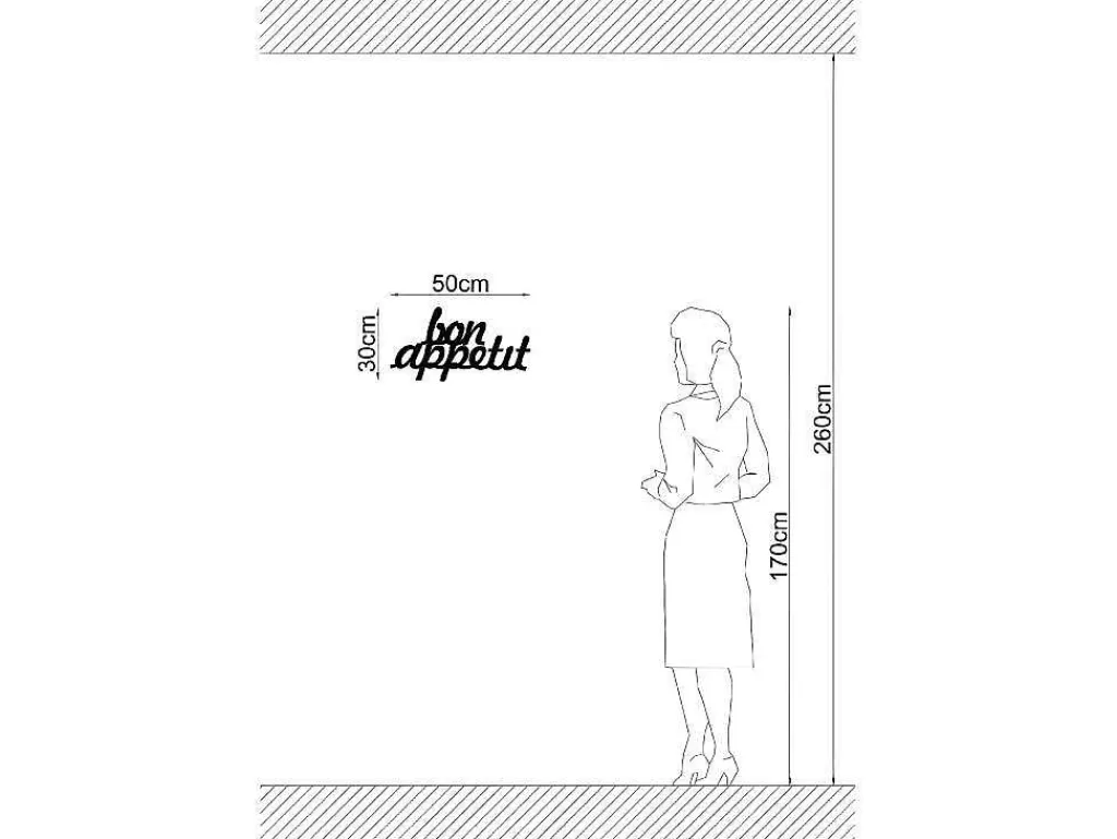 Placa De Parede Decorativa*EPIKASA Decoração Metalica Bon Appetit, Preto, 50X1,5X30 Cm,