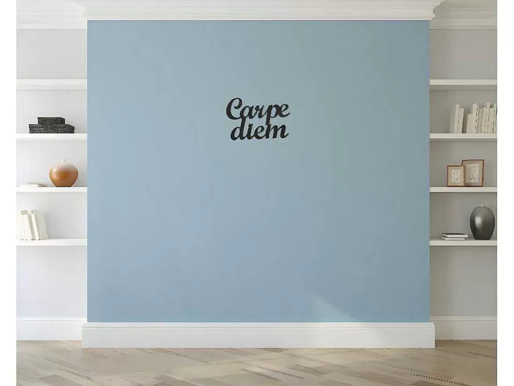 Placa De Parede Decorativa*EPIKASA Decoração Metalica Carpediem, Preto, 50X1,5X38 Cm,