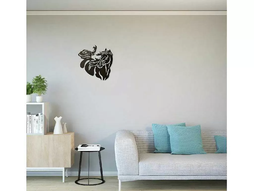 Placa De Parede Decorativa*EPIKASA Decoração Metalica Cavalo 2, Preto, 50X1,5X50 Cm,