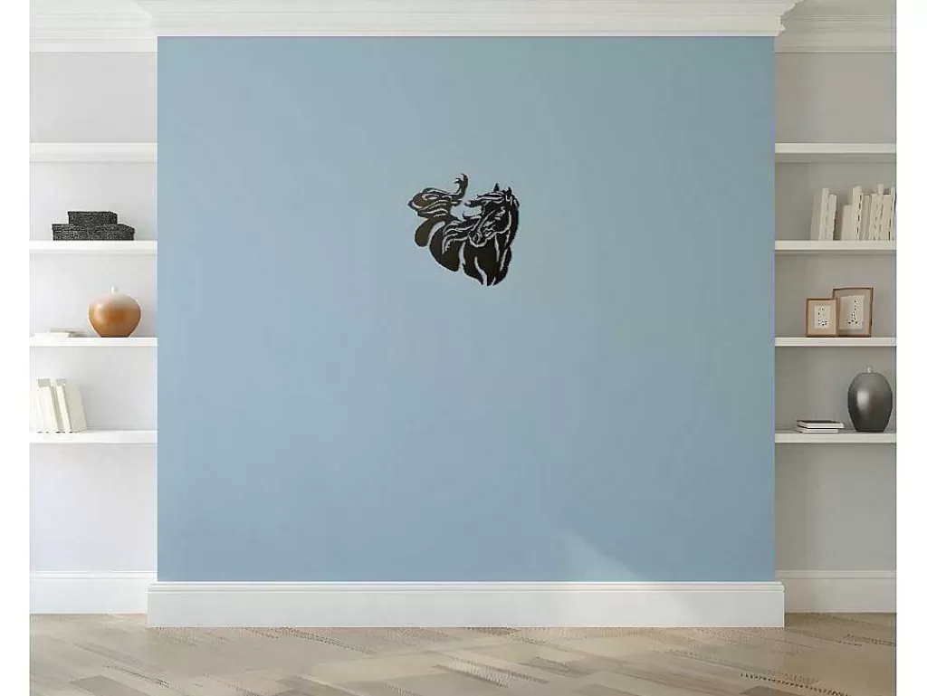 Placa De Parede Decorativa*EPIKASA Decoração Metalica Cavalo 2, Preto, 50X1,5X50 Cm,
