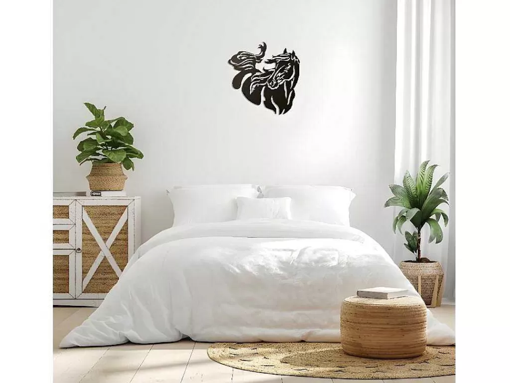 Placa De Parede Decorativa*EPIKASA Decoração Metalica Cavalo 2, Preto, 50X1,5X50 Cm,
