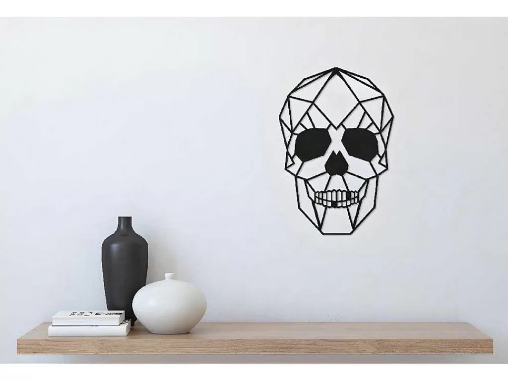 Placa De Parede Decorativa*EPIKASA Decoração Metalica Caveira 1, Preto, 35X1,5X50 Cm,