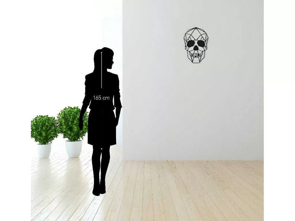 Placa De Parede Decorativa*EPIKASA Decoração Metalica Caveira 1, Preto, 35X1,5X50 Cm,
