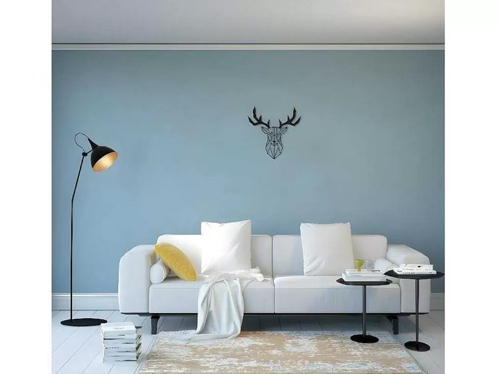 Placa De Parede Decorativa*EPIKASA Decoração Metalica Cervo 3, Preto, 51X1,5X51 Cm,