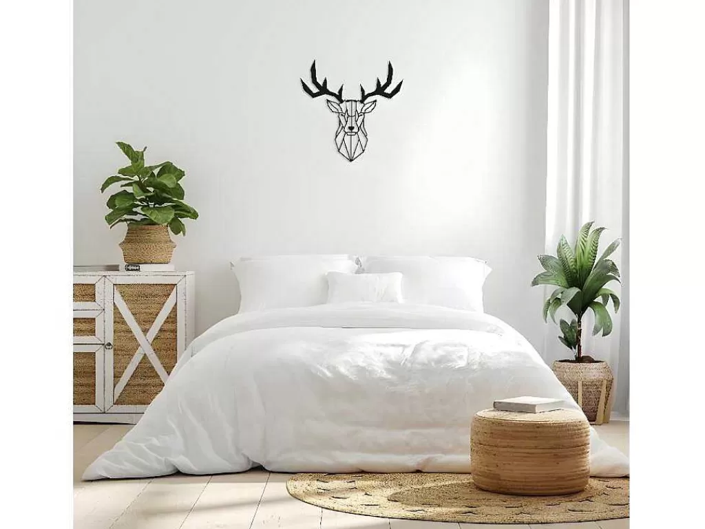 Placa De Parede Decorativa*EPIKASA Decoração Metalica Cervo 3, Preto, 51X1,5X51 Cm,