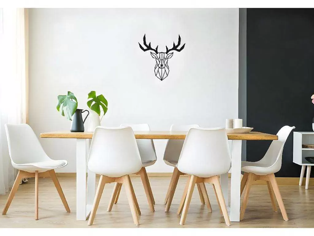 Placa De Parede Decorativa*EPIKASA Decoração Metalica Cervo 3, Preto, 51X1,5X51 Cm,