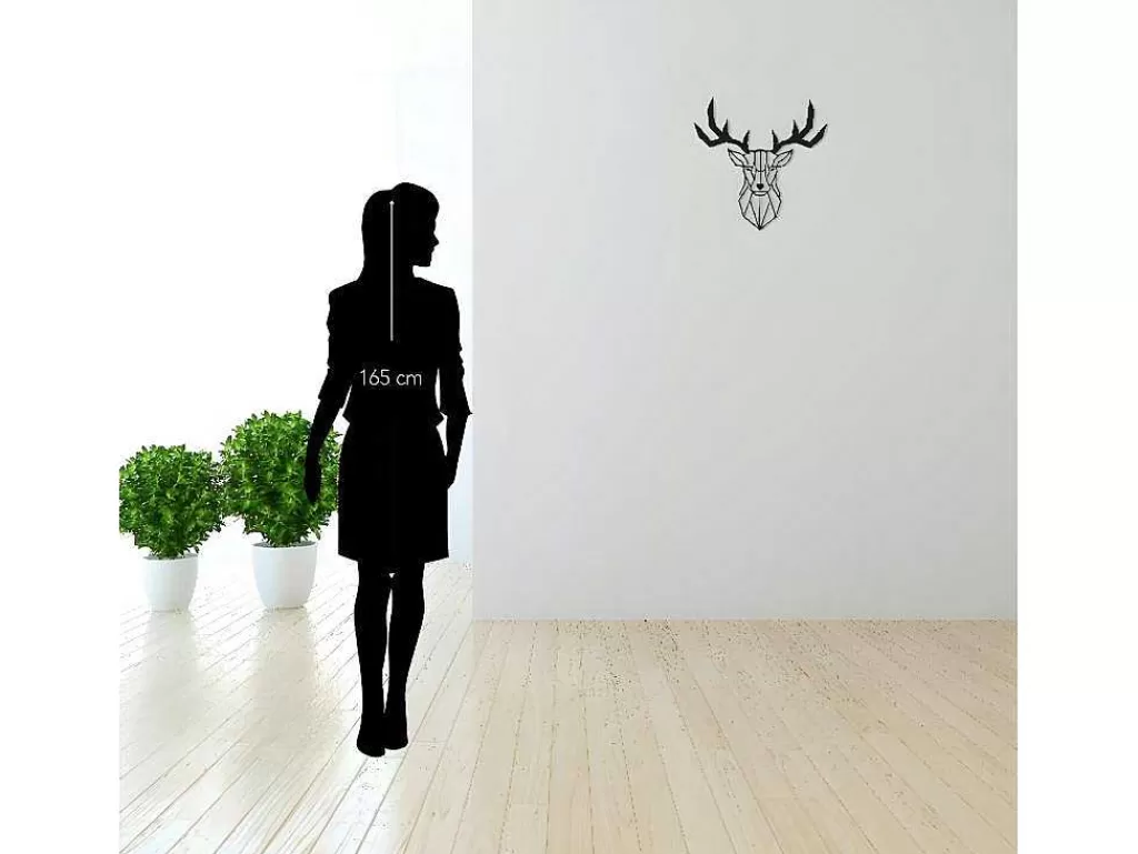 Placa De Parede Decorativa*EPIKASA Decoração Metalica Cervo 3, Preto, 51X1,5X51 Cm,