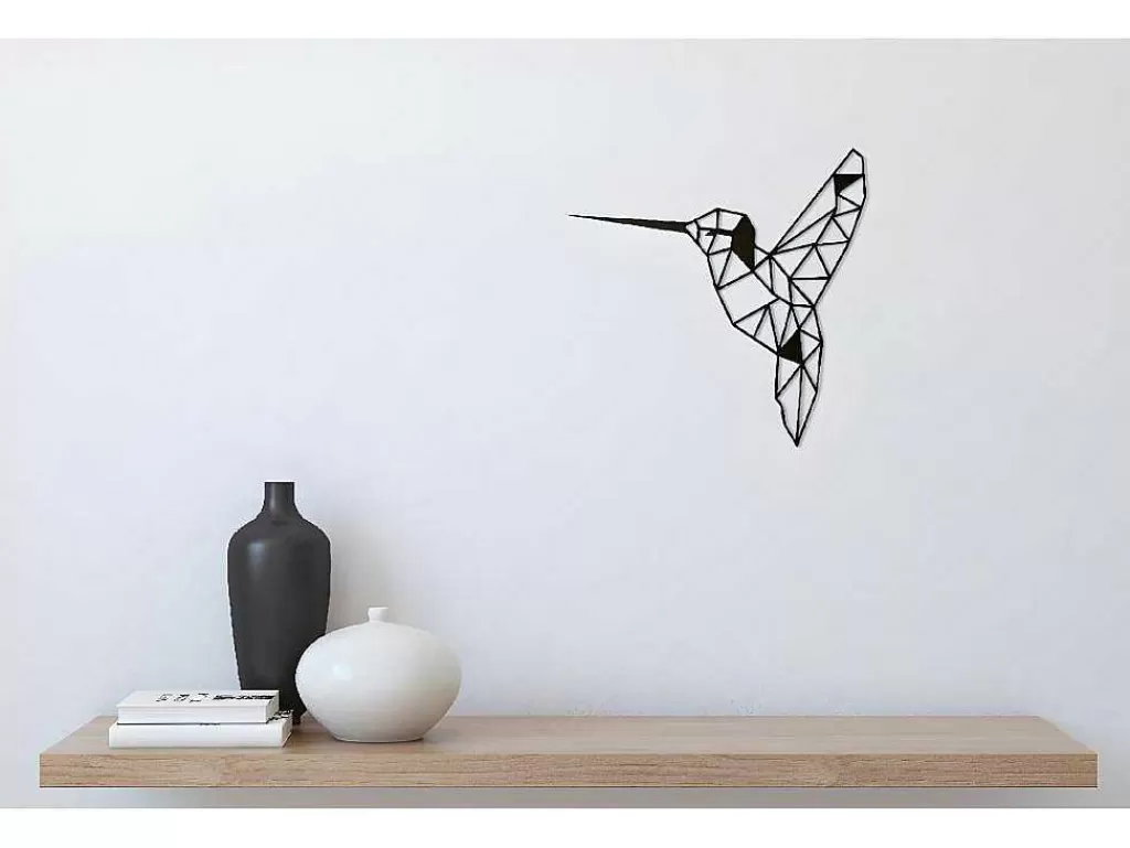 Placa De Parede Decorativa*EPIKASA Decoração Metalica Colibris 1, Preto, 44X1,5X44 Cm,