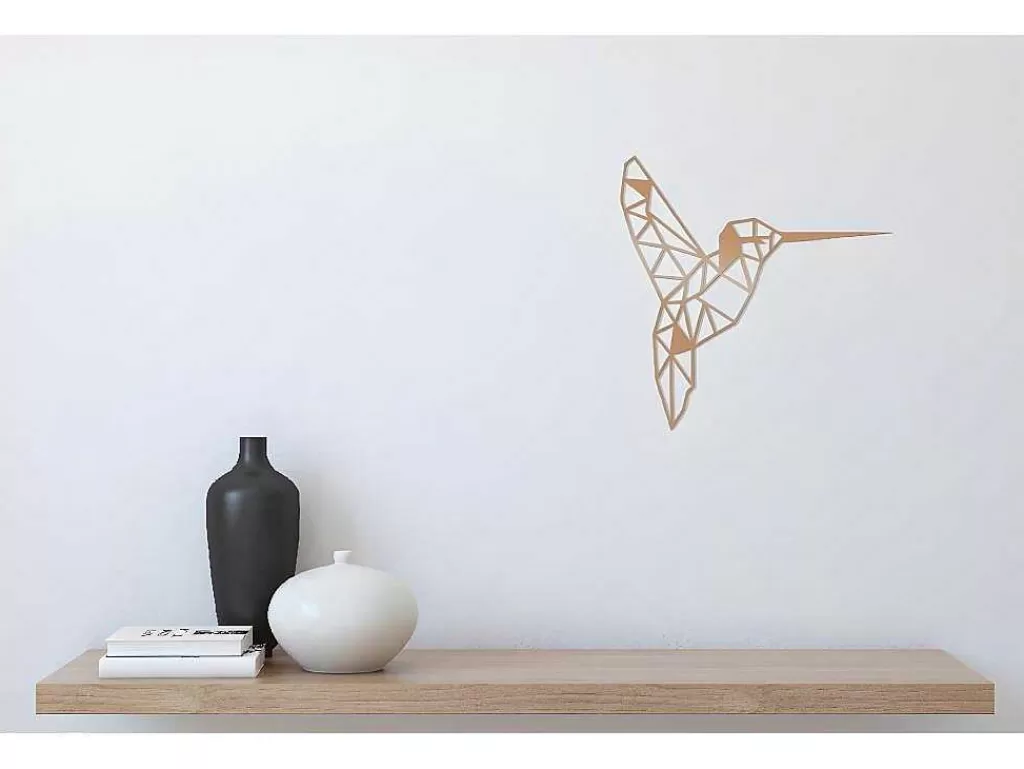 Placa De Parede Decorativa*EPIKASA Decoração Metalica Colibris 2, Cobre, 44X1,5X44 Cm,