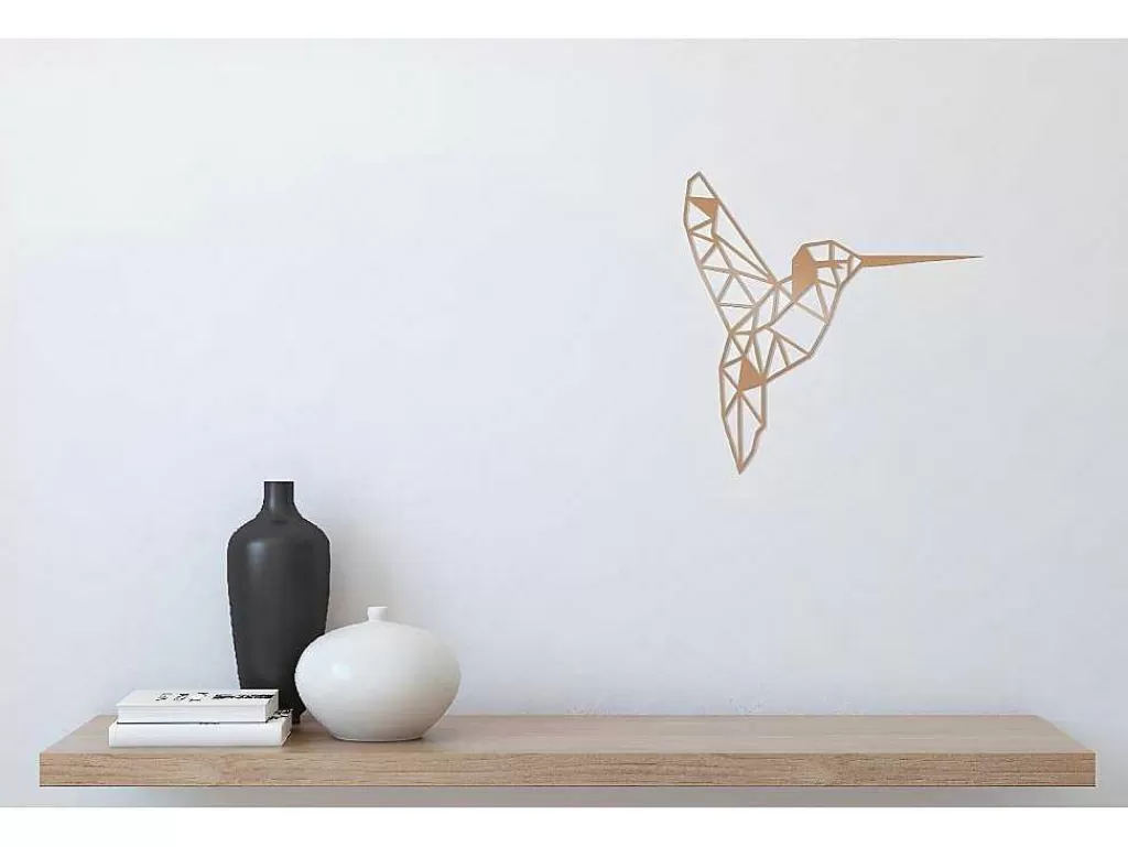 Placa De Parede Decorativa*EPIKASA Decoração Metalica Colibris 2, Cobre, 44X1,5X44 Cm,