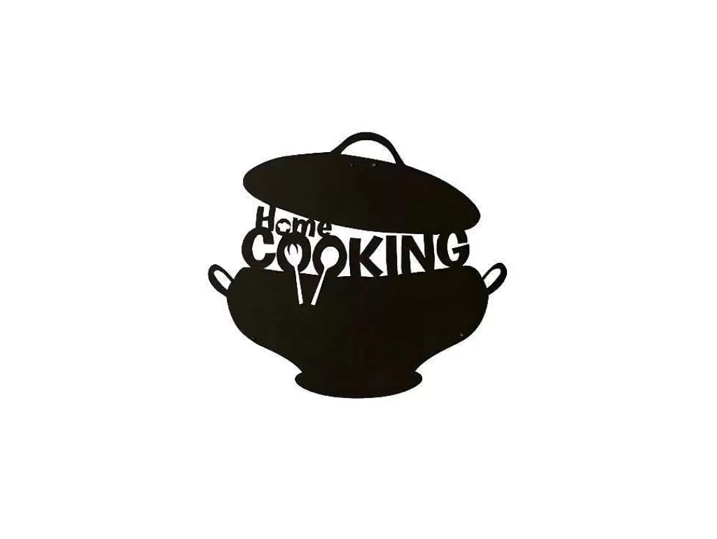 Placa De Parede Decorativa*EPIKASA Decoração Metalica Cooking, Preto, 45X1,5X40 Cm,